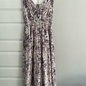 Express Purple and Cream Floral Maxi Dress